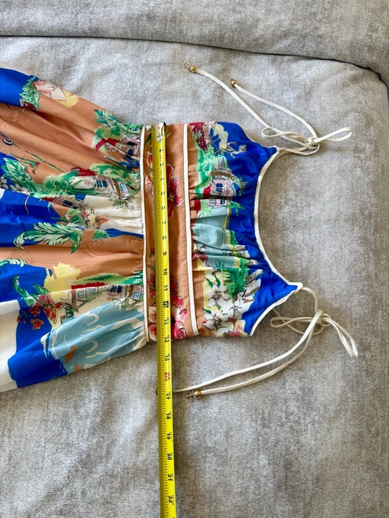 Zimmermann Alight Picnic Nautical Map Midi Dress Linen Blue Print - Picture 13 of 16